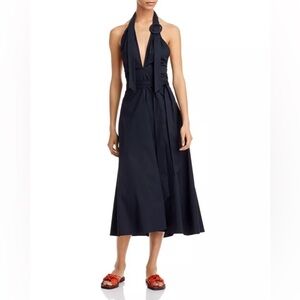 STAUD Kai Low Back Convertible Halter Dress